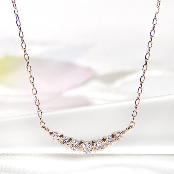 【0.12ct】グラデーション ダイヤモンドネックレスK18YG