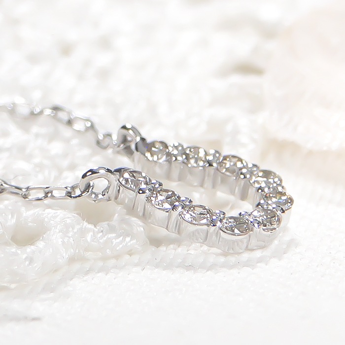 Pt900/K18YG 0.10ct ダイヤモンド 馬蹄 ネックレス【0.10ct 】