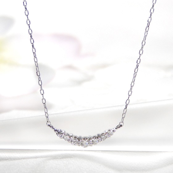 Pt900【0.12ct】グラデーション ダイヤモンド ネックレス ペンダント