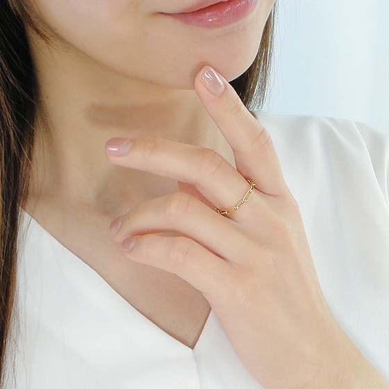 K18YG ペーパークリップチェーンリング　CSR0362