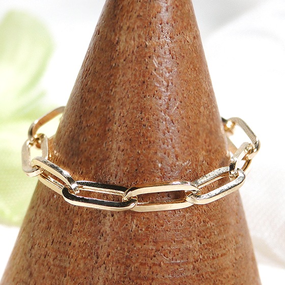 K18YG ペーパークリップチェーンリング　CSR0362