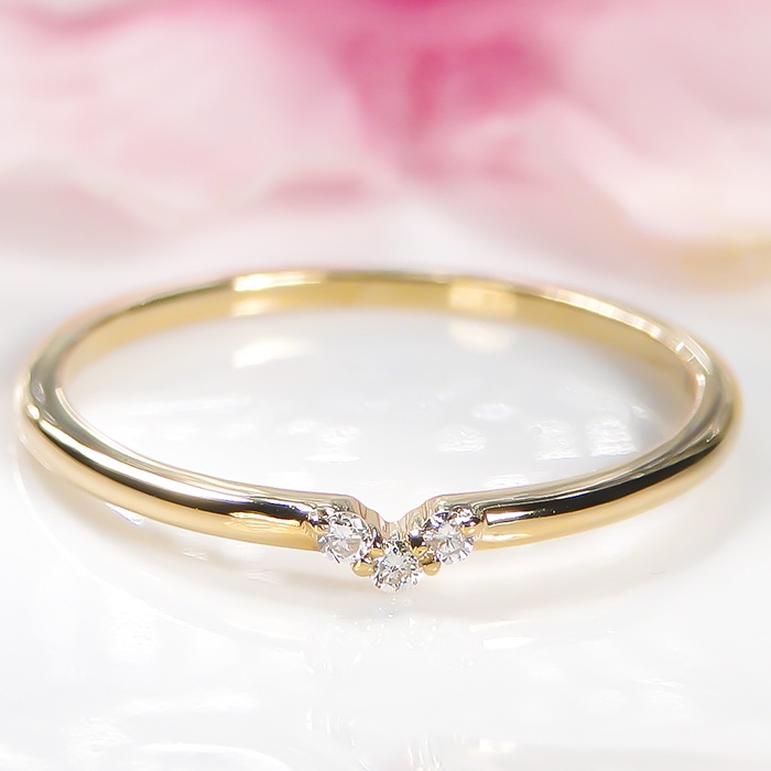 【K10/K18】 YG/PG ダイヤモンド リング