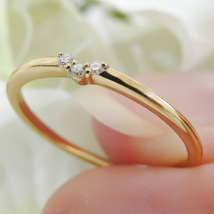 【K10/K18】 YG/PG ダイヤモンド リング