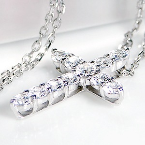 Pt900【1.00ct】ダイヤモンド クロス ネックレス　csn00109