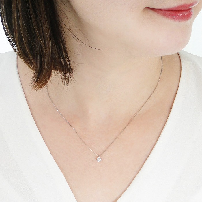 K18YG/pt900　一粒 ダイヤモンド ネックレス　中宝研