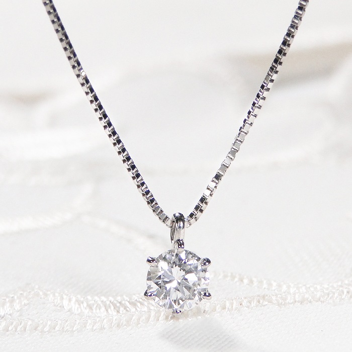 K18YG/pt900　一粒 ダイヤモンド ネックレス　中宝研