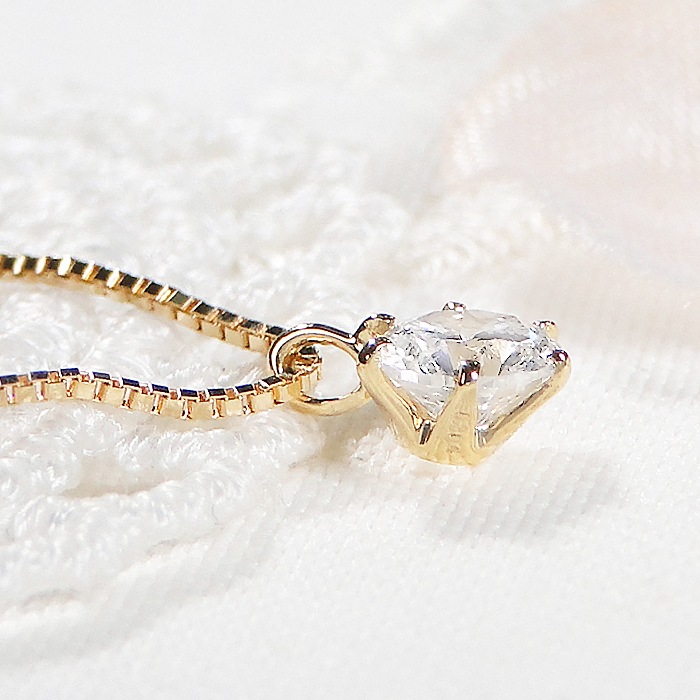 K18YG/pt900　一粒 ダイヤモンド ネックレス　中宝研