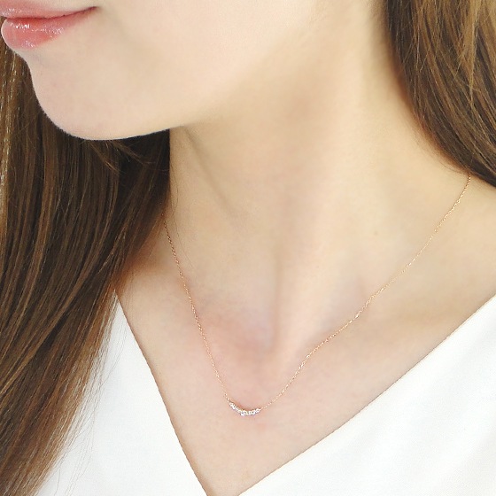 【0.12ct】グラデーション ダイヤモンド ネックレスK18PG