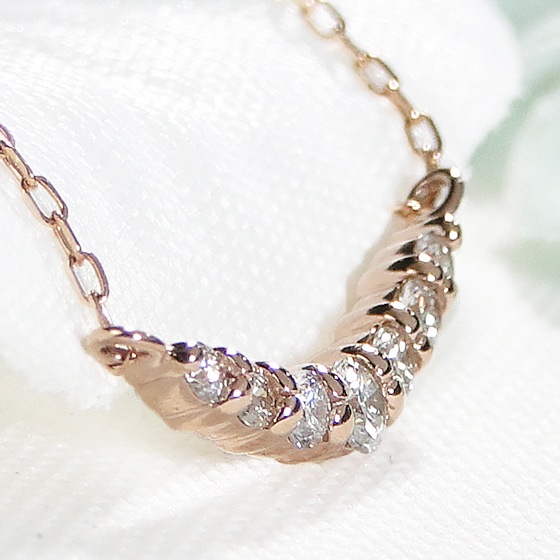 【0.12ct】グラデーション ダイヤモンド ネックレスK18PG