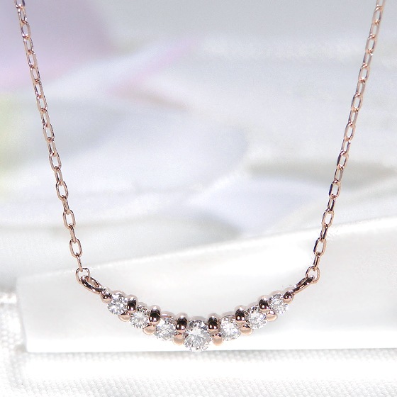 【0.12ct】グラデーション ダイヤモンド ネックレスK18PG