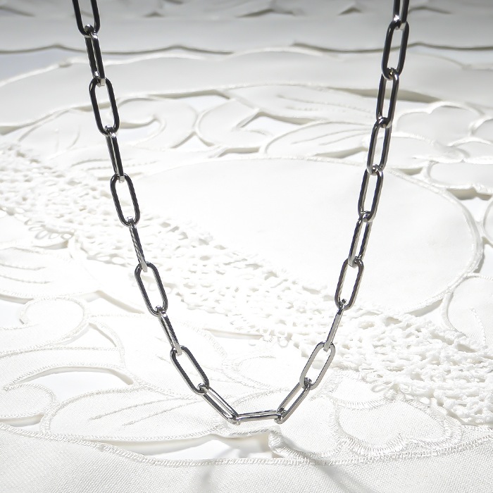 Pt850 ペーパークリップチェーンネックレス 幅4.4ミリ 中空　CSN00245