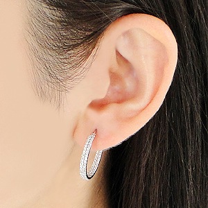 K18WG 【1.0ct】ダイヤモンドエタニティフープピアス【20mm】