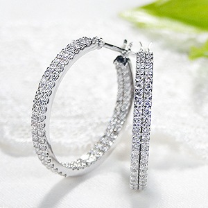 K18WG 【1.0ct】ダイヤモンドエタニティフープピアス【20mm】