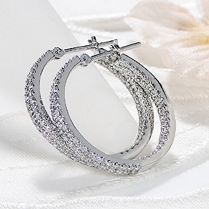 K18WG 【1.0ct】ダイヤモンドエタニティフープピアス【20mm】