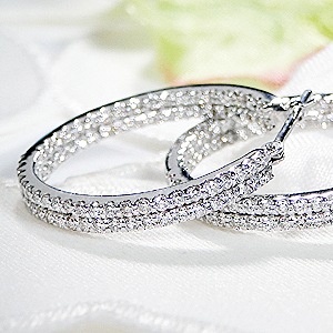 K18WG 【1.0ct】ダイヤモンドエタニティフープピアス【20mm】