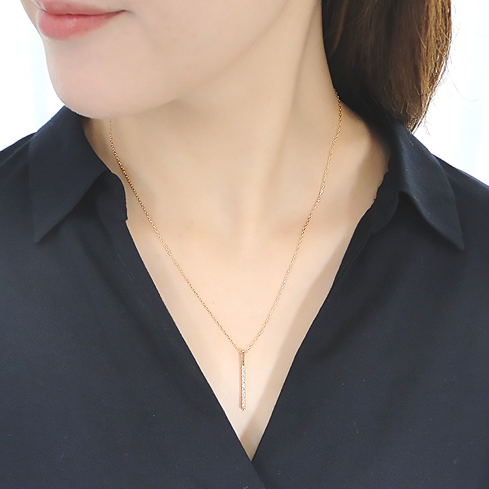 K18YG【0.15ct】ダイヤモンド ライン ネックレス【全長60cm】