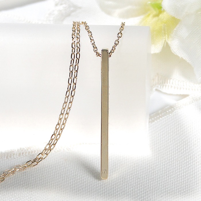 K18YG【0.15ct】ダイヤモンド ライン ネックレス【全長60cm】