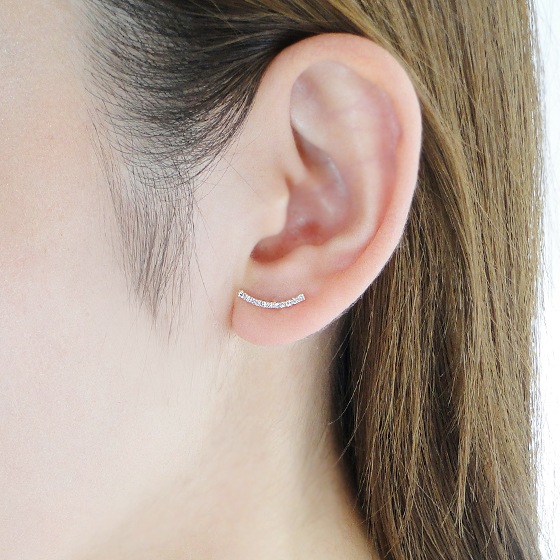 K18PG【0.1ct】ダイヤモンド ライン ピアス