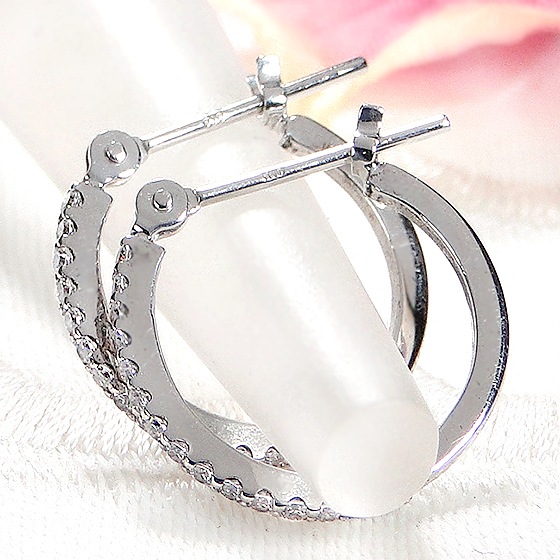 K18YG/WG【0.16ct】ダイヤモンド フープ ピアス