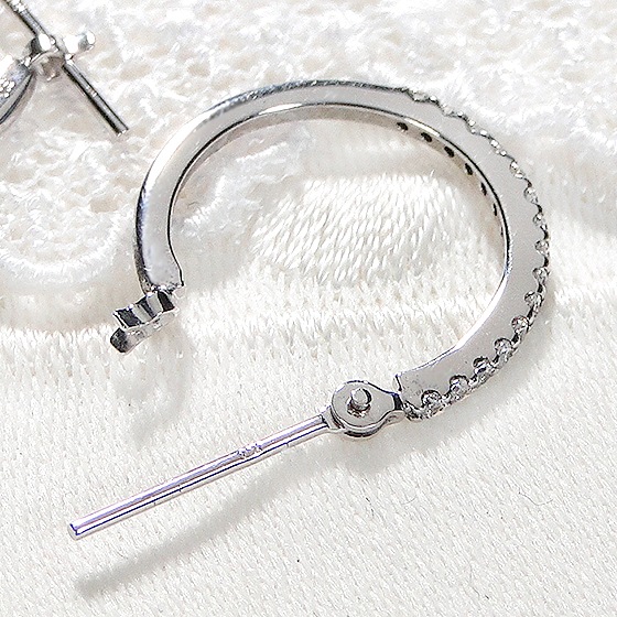 K18YG/WG【0.16ct】ダイヤモンド フープ ピアス