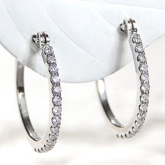 K18YG/WG【0.16ct】ダイヤモンド フープ ピアス