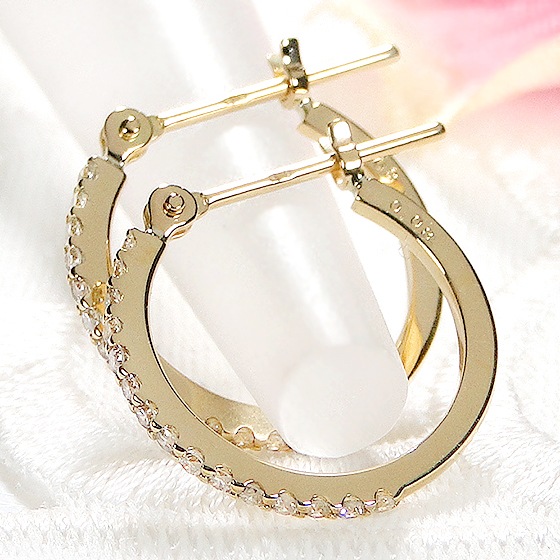 K18YG/WG【0.16ct】ダイヤモンド フープ ピアス