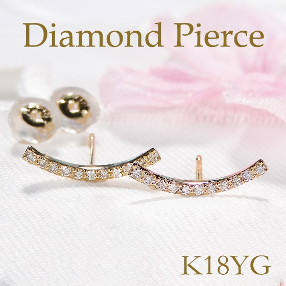 CHESS】K18YG【0.1ct】ダイヤモンド ライン ピアス