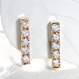 K18YG【0.2ct】ダイヤモンドバーピアス
