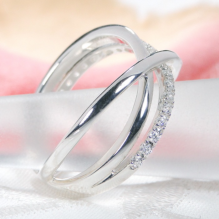 Pt950 ダイヤモンド クロス リング 【0.24ct】CSR0419