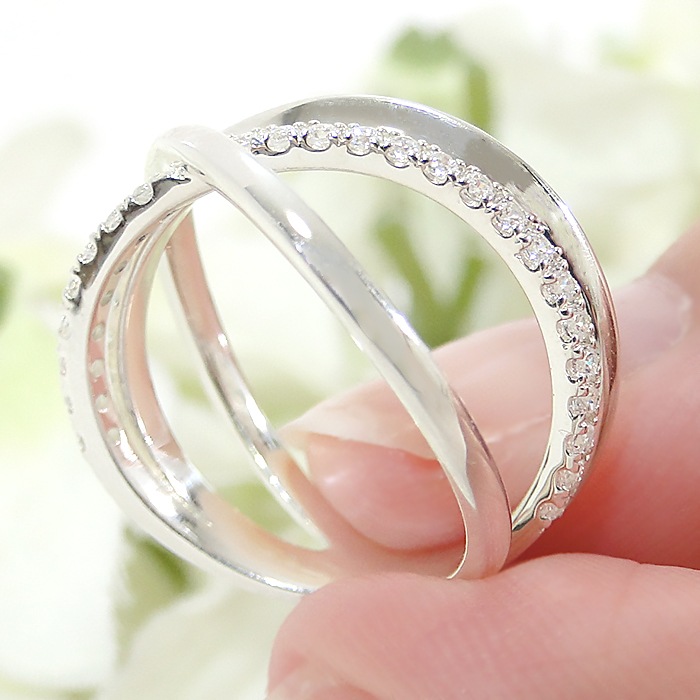 Pt950 ダイヤモンド クロス リング 【0.24ct】CSR0419