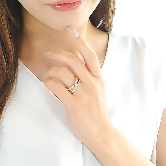 K18YG ハート＆キューピッド ダイヤモンド リング 【0.98ct】鑑別カード・スコープ付