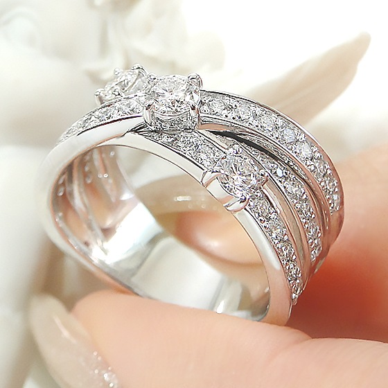 Pt950 ハート＆キューピッド ダイヤモンド リング 【0.98ct】鑑別カード・スコープ付