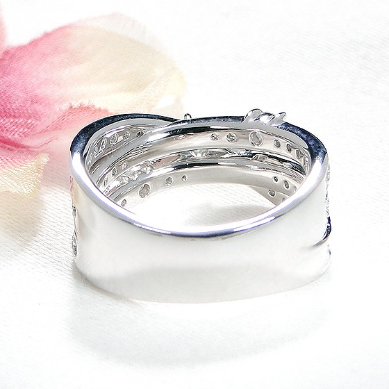 Pt950 ハート＆キューピッド ダイヤモンド リング 【0.98ct】鑑別カード・スコープ付