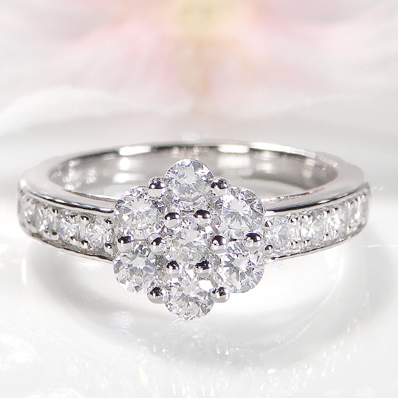 Pt950/K18YG【1.12ct】ダイヤモンド フラワー リング