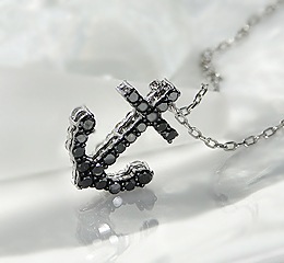 Pt900 ダイヤモンド リバーシブルペンダント【イカリ】