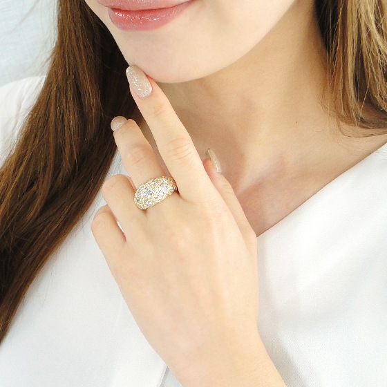 K18YG ゴージャスダイヤモンド リング 【2.90ct】中央宝石研究所ソーティング付