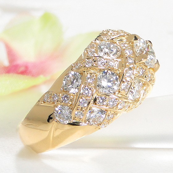 K18YG ゴージャスダイヤモンド リング 【2.90ct】中央宝石研究所ソーティング付