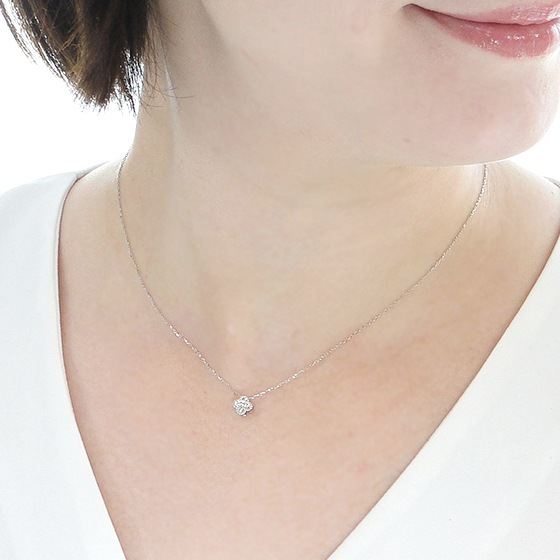 【Pt950/K18YG/PG】【0.12ct】クローバー ネックレス ダイヤモンド