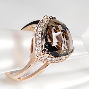 K18PG スモーキークオーツ ダイヤモンド リング csr0180-18p
