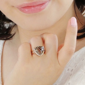 K18PG スモーキークオーツ ダイヤモンド リング csr0180-18p