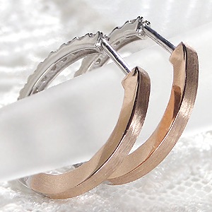 Pt900/K18PG【0.30ct】ダイヤモンド フープピアス　リバーシブルタイプ