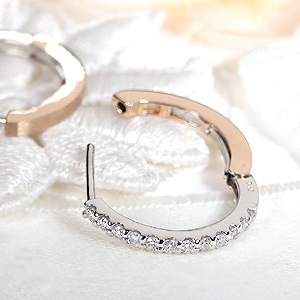 Pt900/K18PG【0.30ct】ダイヤモンド フープピアス　リバーシブルタイプ