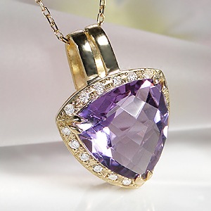 K18YG アメジスト ダイヤモンド ペンダント