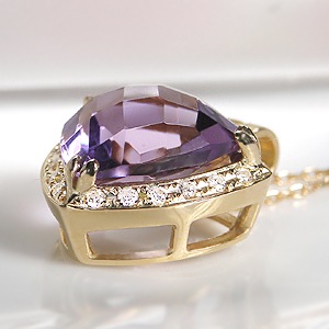 K18YG アメジスト ダイヤモンド ペンダント