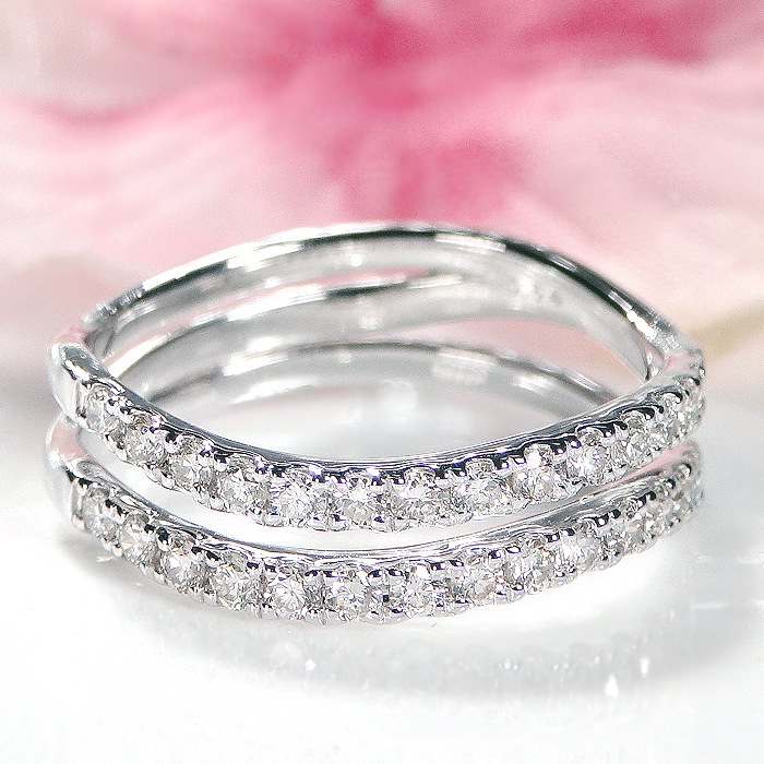 Pt950/K18YG 二連風 ダイヤモンドリング【0.54ct】CSR0423