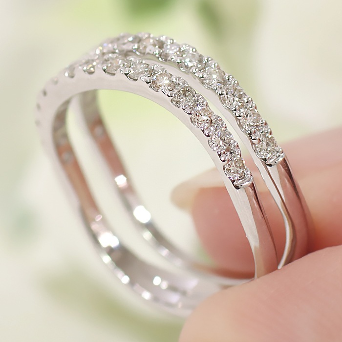 Pt950/K18YG 二連風 ダイヤモンドリング【0.54ct】CSR0423