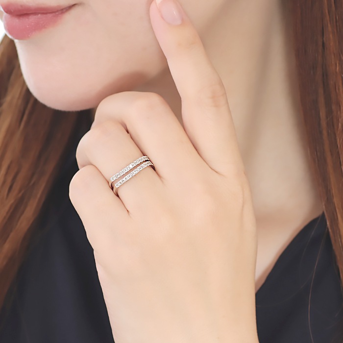 Pt950/K18YG 二連風 ダイヤモンドリング【0.54ct】CSR0423