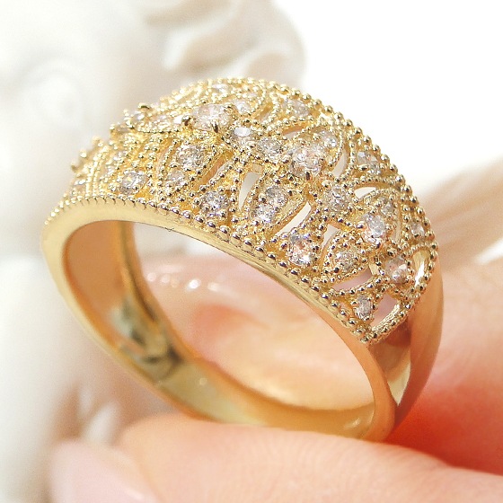 ダイヤモンド デザイン リング【0.36ct】 K18YG