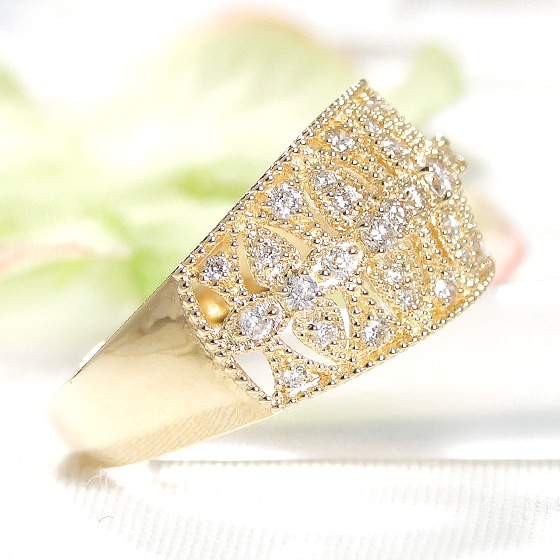 ダイヤモンド デザイン リング【0.36ct】 K18YG