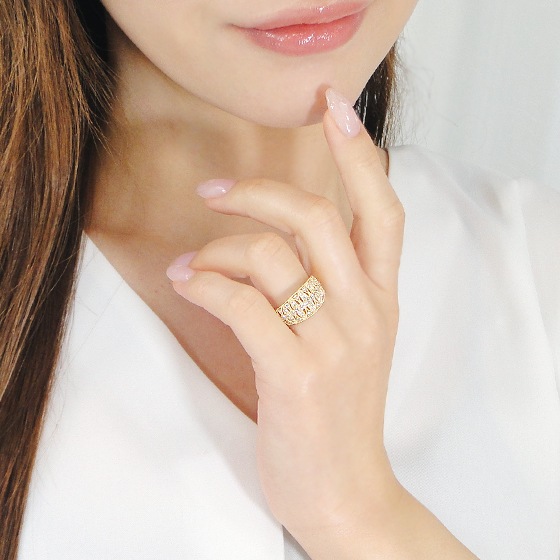 ダイヤモンド デザイン リング【0.36ct】 K18YG